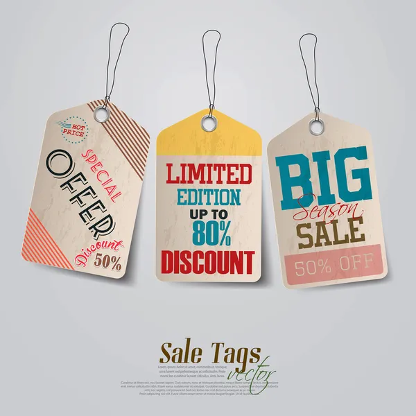 Vintage Sale Tags Design. Vector — Stock Vector