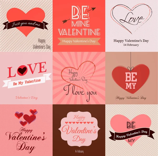 Felices tarjetas de San Valentín. Vector — Vector de stock
