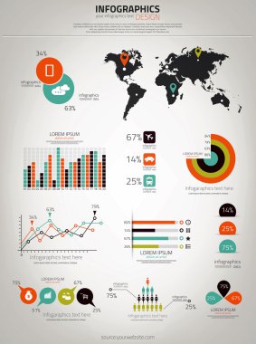 infographics instellen. wereld kaart en informatie afbeeldingen. vector