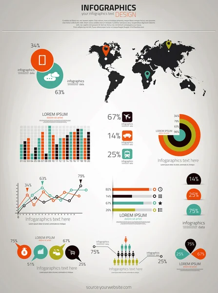 infographics instellen. wereld kaart en informatie afbeeldingen. vector