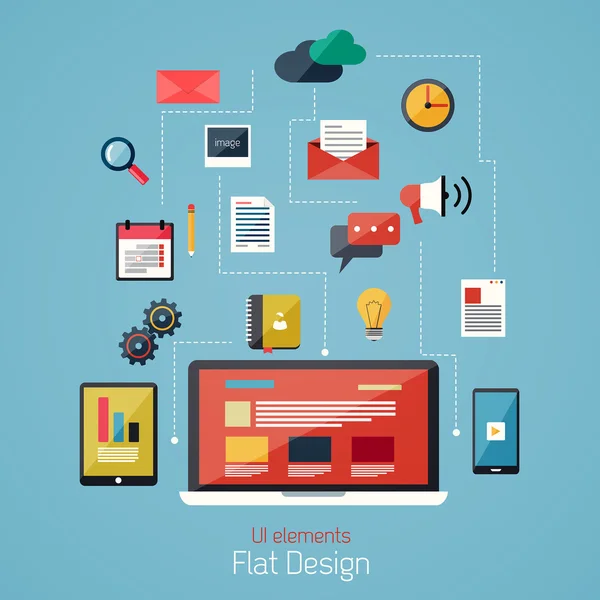 Design plat icônes modernes ensemble. Éléments d'interface utilisateur et workfl — Image vectorielle