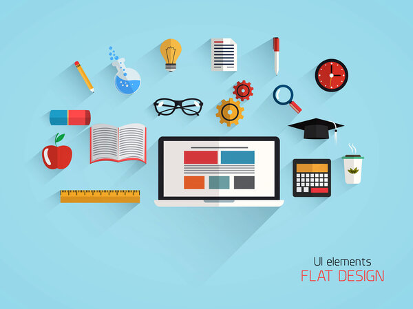 Flat design concept of school and education