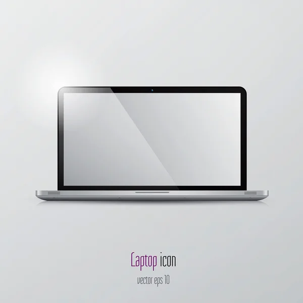 Modern glossy laptop isolated on white background. Vector — Stock Vector