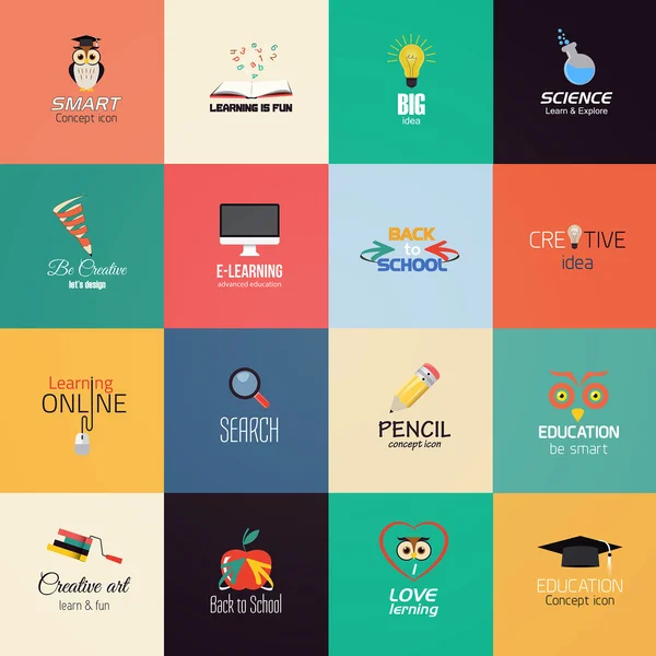 Conjunto de iconos de la educación. Vector — Vector de stock