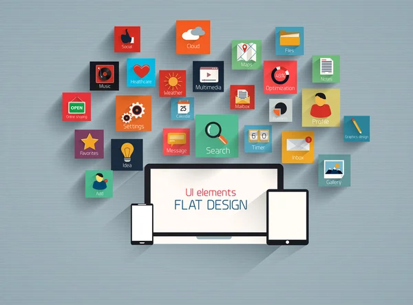 Flaches ui design element und icion set für web und mobile. Vektor — Stockvektor