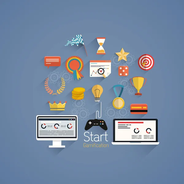 Gamification in business- Flat design — Stock Vector