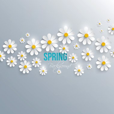 Abstract spring background with paper flowers. Vector clipart