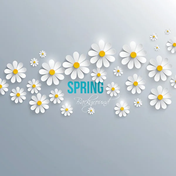 Abstract spring background with paper flowers. Vector — Stock Vector