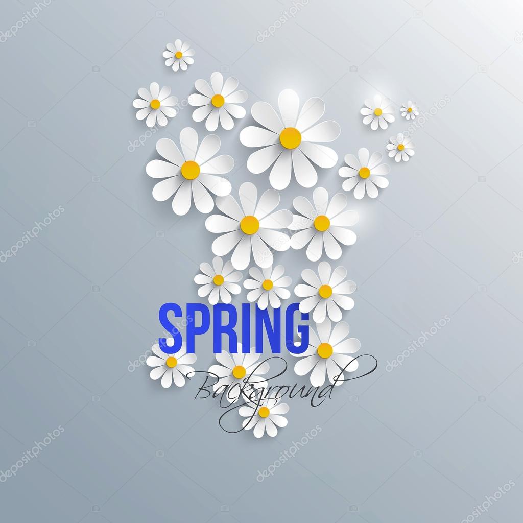 Abstract spring background with paper flowers. Vector