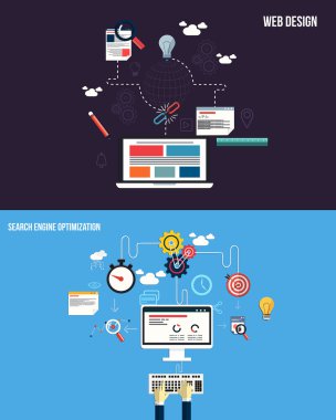 iconos para diseño gráfico web y seo. estilo plano. Vector