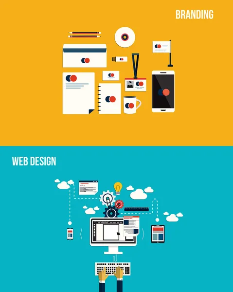 Ícones para Branding e web design. Estilo plano. Vetor — Vetor de Stock