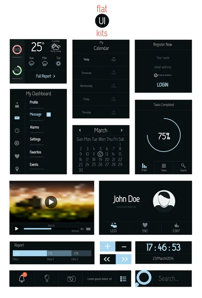 网站和 mobile.icons 和 buttons.flat 设计的 ui 元素。ve — 图库矢量图片