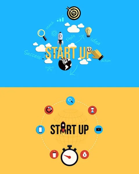 Icons for Start up. Flat style — Stock Vector