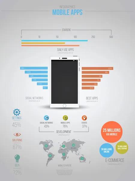 Infographics instellen. mobiele en smartphone apps. vector — Stockvector