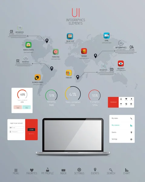 UI infographics öğeleriyle simgeler. vektör — Stok Vektör