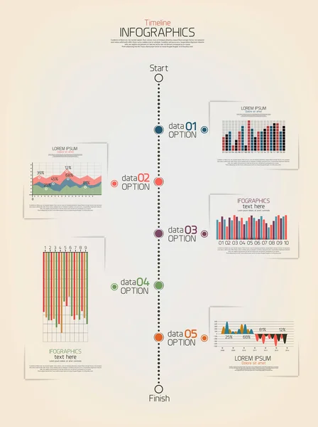 Progettazione infografica della linea temporale. Vettore — Vettoriale Stock