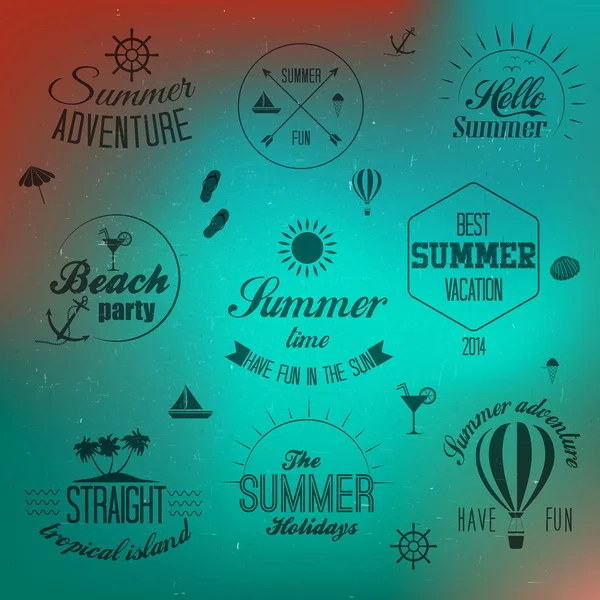 Verão elementos de design de férias e design de tipografia. Retro e — Vetor de Stock