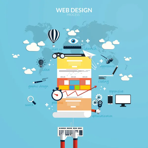 Conceito de design plano de web design responsivo — Vetor de Stock