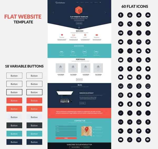 Modèle d'interface de site Web une page — Image vectorielle