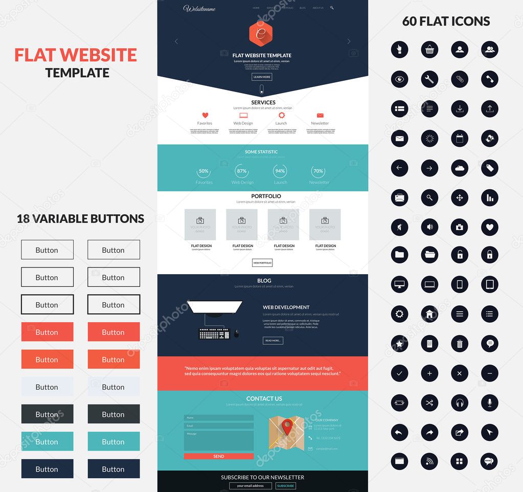 Website interface template- one page