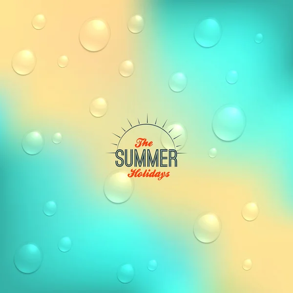 夏天与雨滴的复古风格背景 — 图库矢量图片