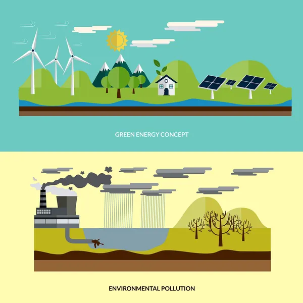 Concept d'écologie du design plat — Image vectorielle