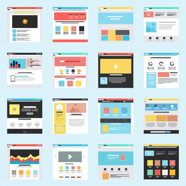 Set of Flat Website Templates — Stock Vector