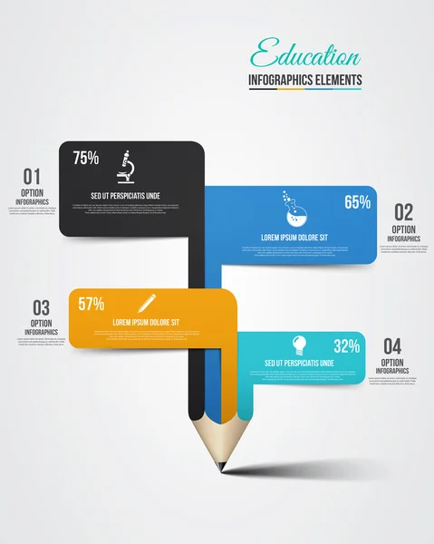 Utbildning penna Infographics steg alternativ — Stock vektor