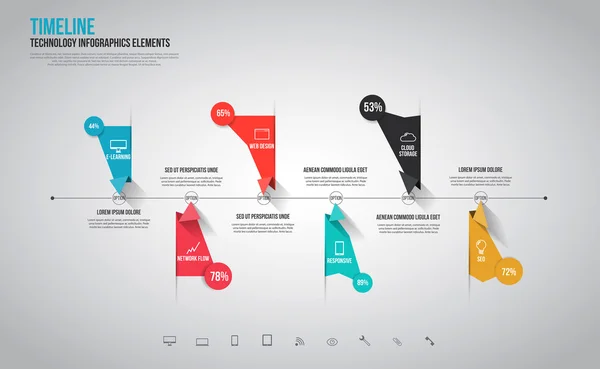 Infografías, elementos e iconos de la cronología — Archivo Imágenes Vectoriales