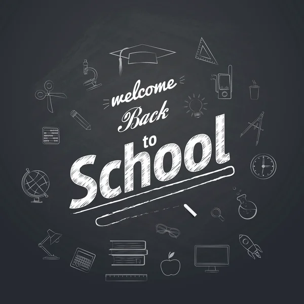 Welcome Back To School Typographical Background — Stock Vector