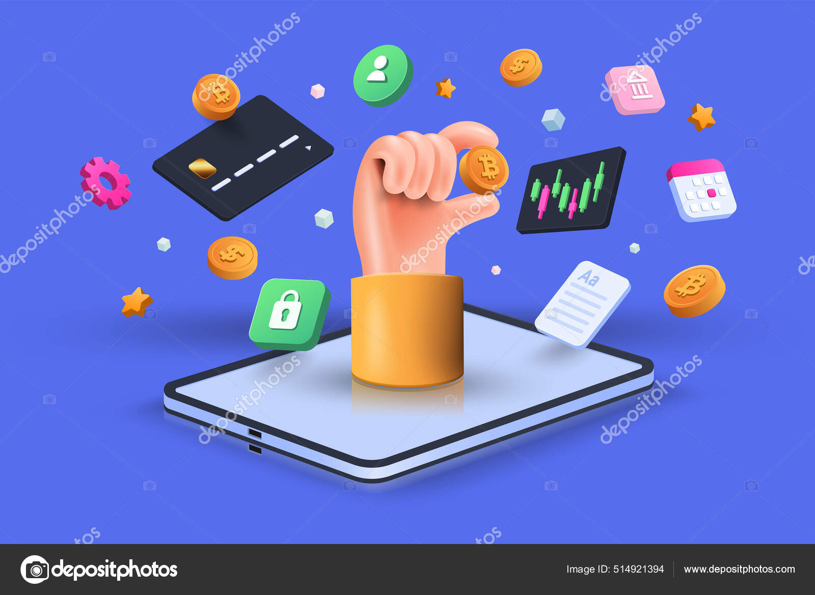 암호화 거래와 모바일 그래픽 비트코인 디지털 Pay 컨셉트 International Money 스톡 벡터 - ©darkovujic  514921394