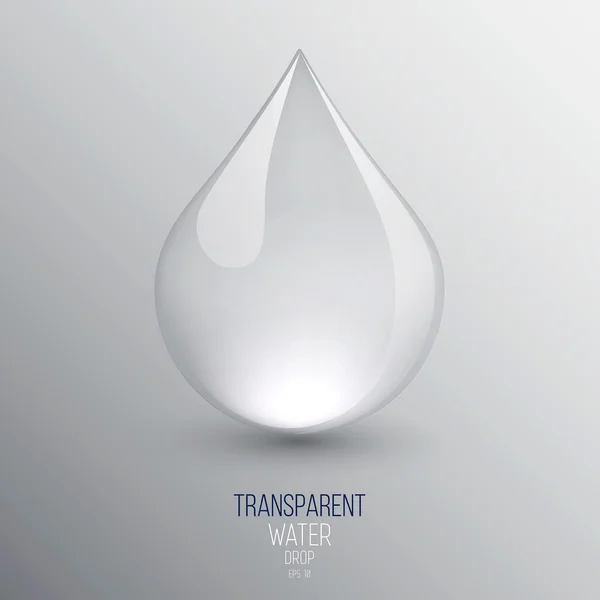 Transparent water drop on light gray background — Stock Vector
