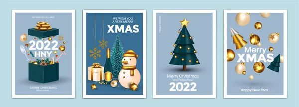 Feliz Navidad Feliz Año Nuevo Fondos Tarjetas Felicitación Carteles Cubiertas — Vector de stock