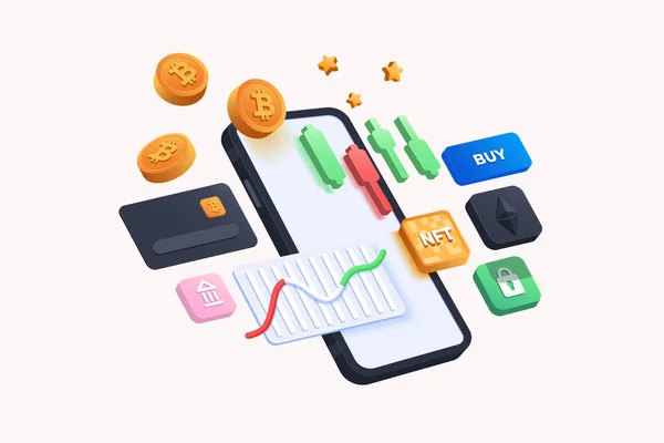 Cryptocurrency Transaction Mobile Banking Infographic Send Money Bitcoin Digital Wallet — Stockvektor