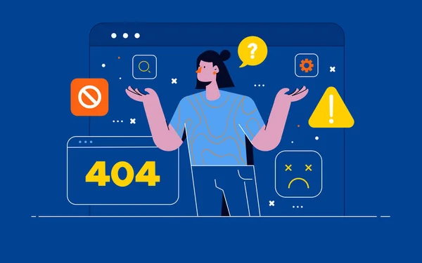 404 Mensagem Problema Conexão Internet Concept Aviso Erro Sistema Operacional — Vetor de Stock