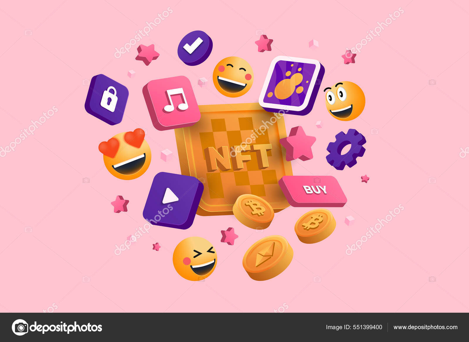 Crypto Coins Trading Nft Non Fungible Token Crypto Art Ethereum Stock  Vector by ©darkovujic 551399400