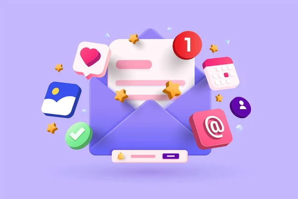 Abra Ícone Envelope Mail Com Documento Newsletter Conceito Ilustração Vetorial —  Vetores de Stock