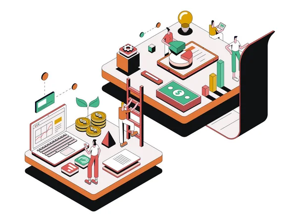 Modern Isometric Design Illustration Creative Business Teamwork Concept Can Used — 스톡 벡터