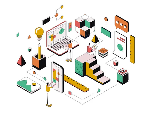 Modern Isometric Design Illustration Creative Design Teamwork Concept Can Used — Vettoriale Stock