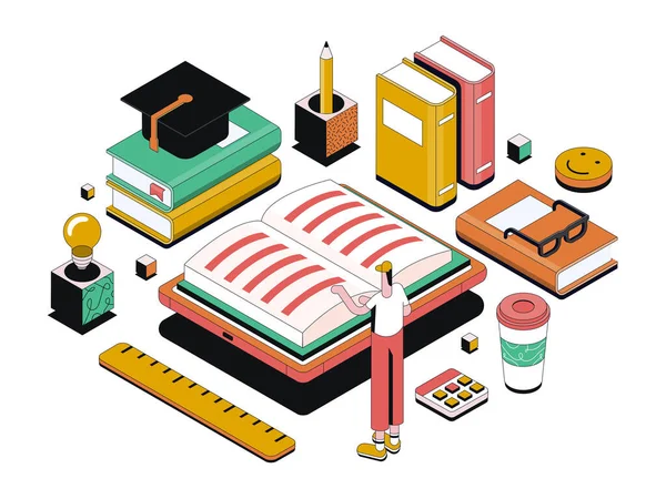 Modern Isometric Design Illustration Education Online Education Concept Can Used — Stockvector