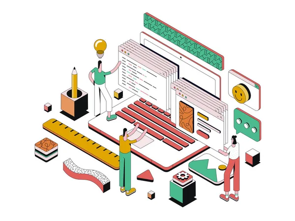 Modern Isometric Design Illustration Web Design Teamwork Concept Can Used — Vettoriale Stock