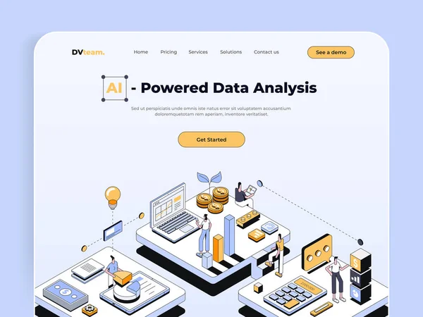 Modern Isometrisch Ontwerpconcept Van Data Analysis Voor Website Mobiele Website — Stockvector