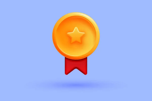 Winner Medal Star Ribbon Cartoon Minimal Style Premium Quality Quality — Stockvektor