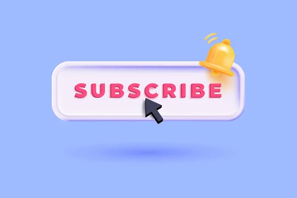 Creative Subscribe Bell Button Subscribe Channel Blog Newsletter Social Media — Stok Vektör