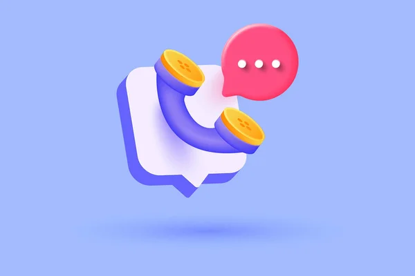 Phone Handset Speech Bubble Cartoon Minimal Style Support Customer Service — Vector de stock