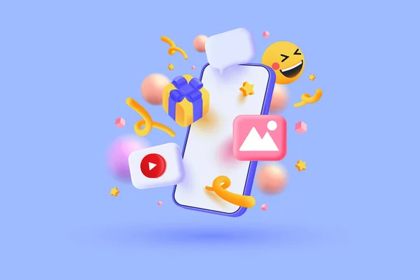 Social Media Plattform Online Social Communication Application Konzept Emoji Bild — Stockvektor