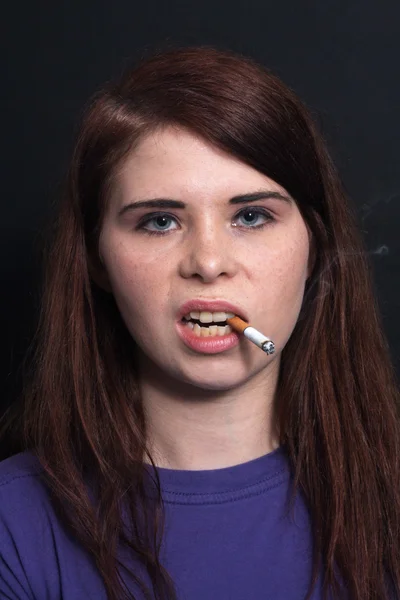 Beautiful Brunette Smokes a Cigarette 8 — Stock Photo, Image