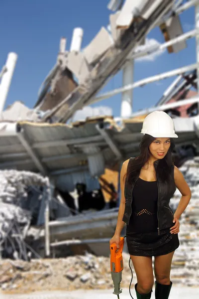 Belle asiatique femme travailleur de la construction (3a ) — Photo