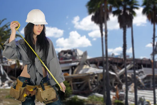 Belle ado travailleur de la construction (3 ) — Photo