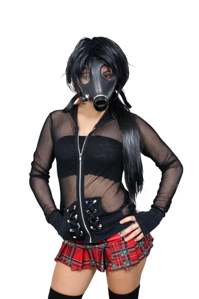 Sexig tjej bär en gasmask (1) — Stockfoto